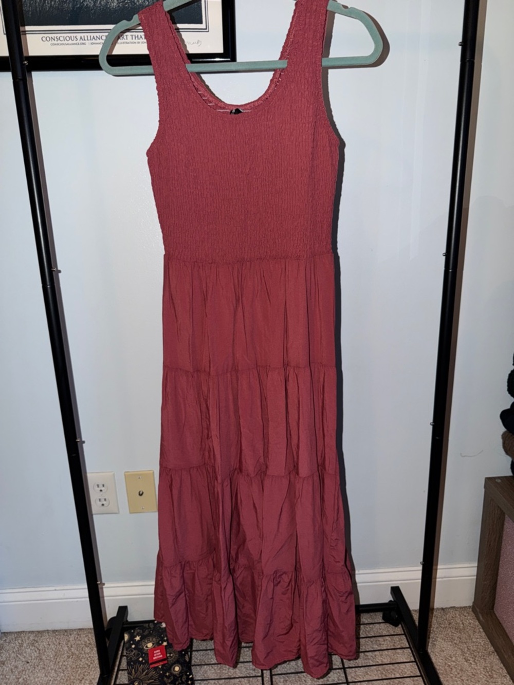 Amazon Sleeveless Smocked Maxi Dress in Dusty Rose